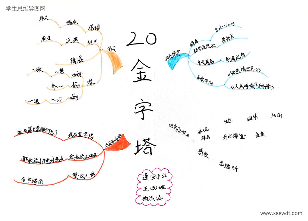 五年级下册语文《金字塔》思维导图作品-第4张 title=