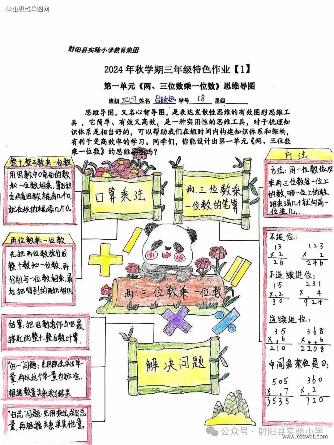 三年级小学数学上册《两三位数乘一位数》思维导图-第3张